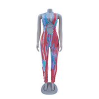 Ice Silk Cool Banding Feature Print Ladies Fashion Jumpsuit