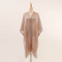 Flat Towel Shawl Gold And Silver Silk Slit Fashionable Beachwear Vacation Sun Protection Shirt