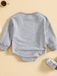 Boys And Girls Round Neck Long Sleeve Letter Printing Rompers Jumpsuit Multicolor
