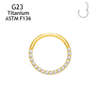 Inlaid 5A Zircon G23 Titanium Alloy Closed Nose Ring