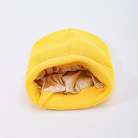 Womens Hair-protecting Warming Knitted Satin Beanie