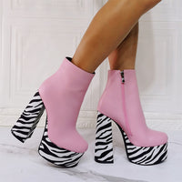 Women's Fashion Waterproof Platform Round Toe Short Boots