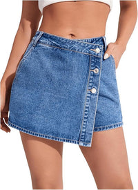Womens Stylish Personalized Denim Skort With Side Slits