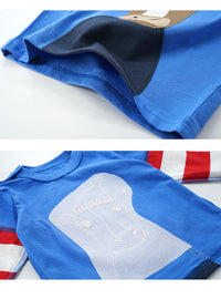 Boys And Girls Striped Sleeves Stitching Round Neck Sweater