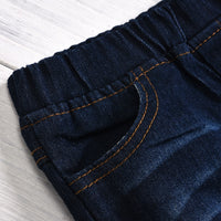 Cotton Elastic Top Denim Stretch Trousers with Holes