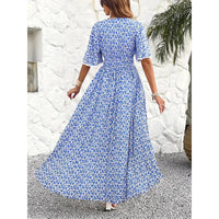 Womens V-Neck Elegant Chic Printed Dress