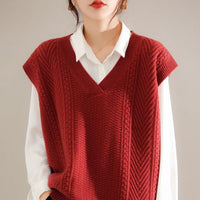 Women's Korean-style Knitted Sweater V-neck Vest