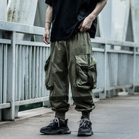 Summer thin functional wind pants men's loose hip-hop big pocket overalls