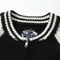 Contrast Color Round Neck Long Sleeve Sweater