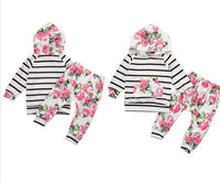 Ebay Explosion Models Aliexpress's Baby Flowers Striped Long Sleeved Hooded Suit XH1866WH