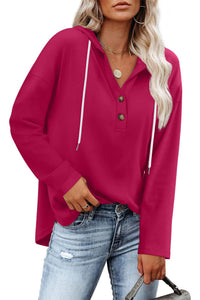 Women's Top V-neck Buttons Long-sleeved Sweater Shirt