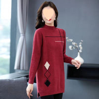 Half Turtleneck Western Style Mom Mid-length Sweater