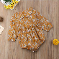 Melina Romper Female Baby Crawling Clothes Infant Long-sleeved Small Floral Back Buckle