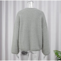 Advanced Gray Brushed Knitwear Autumn And Winter New Korean Style French Lazy Style