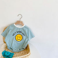 Summer Baby Children's Cotton Short Sleeve Rompers Printed Striped Romper
