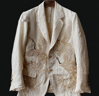 Mens Floral Blazer With Print Suit Jacket