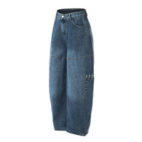 American Style Vintage Stripe Pocket Stitching Machete Jeans For Men And Women