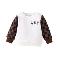 Infants And Toddlers Fall Long-sleeved Tops Fashion Plaid Sweatshirt