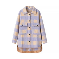 Women's Retro Plaid Loose Turn-down Collar Coat