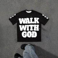 Personality Street Hip Hop Style Letter Pattern T-shirt Retro