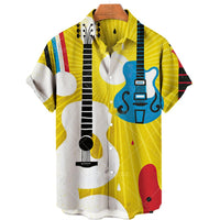 Men's Short-sleeved Casual Music Printing 3D Shirt Versatile