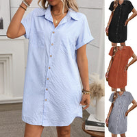 Women's Striped Cotton And Linen Dress Shirt
