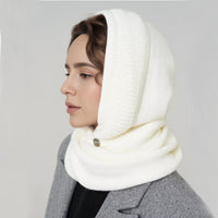 Solid Color Fashion Casual Knit Hat With Cross Scarf