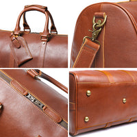 Men's Leather Shoulder Crossbody Luggage Cowhide Gym Bag