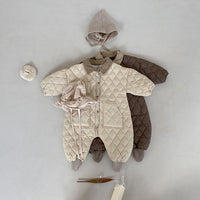 Thickened Winter Cotton Dress Going Out Rompers Onesie Hat