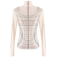 Line Tattoo Clothing Turtleneck Bottoming Shirt Women's High Elastic Long Sleeve T-shirt
