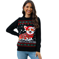 Dog Pattern Jacquard Pullover For Women