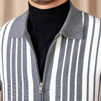 Autumn And Winter Wild Striped Cotton Men's Cardigan Commuter Trendy Men