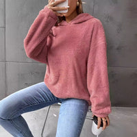 Women's Simple Fashion Hooded Double-sided Velvet Loose Long Sleeve Sweatershirt