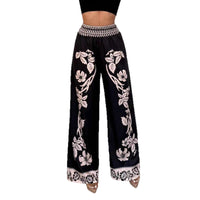 Womens Printed Long Wide-Leg Pants