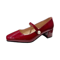 French Retro One Word With New Square Toe Mary Jane Shoes