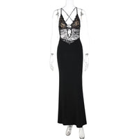 Strap Maxi Dress Sexy Lace Tube Top Patchwork Underwired Detail Slim-fit Sheath Pure Desire One-piece Dress