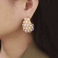 European And American Retro Drop Shape Inlaid Artificial Pearl Earrings