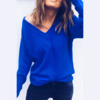 Sweater Large V-neck Long Sleeve T-shirt Top Women's Clothing