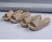 Casual Slip On Sequins Large Slippers For Women In Summer