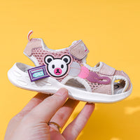 Summer Boy Hollow Baotou Beach Velcro Casual Leather Cartoon Baby Sandals