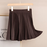 Knitted High Waist Slimming All-matching A- Line Pleated Half-length Wool Pettiskirt