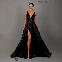 Draped-shoulder Long Dress Sleeveless High-waisted Split Dress