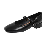 Chunky-heeled French-style Low-cut Pumps In Black For Women