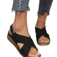 Plus Size Wedge Women's Back Strap Velcro Sandals