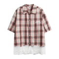 Stitching Plaid Short Sleeve Men And Women