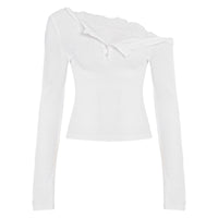 French-style Sexy Pure-and-tempting Irregular Lace Off-shoulder Top