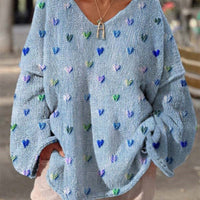 Womens Casual 3D Printed V-Neck Sweatshirt In A Sweater-Look Design
