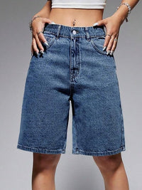 Casual Mid-Waist Straight-Cut Cropped Denim Womens Pants