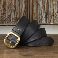 Mens Korean-style Patterned Leather Belt