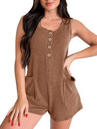 Contrast Color Striped Sleeveless Vest Jumpsuit